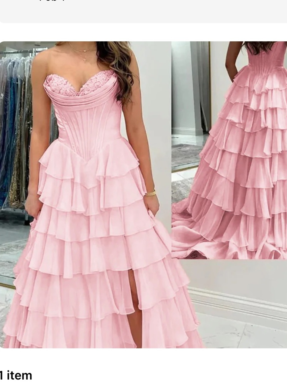 Romantic Strapless Blush Pink Ruffled Prom Dress